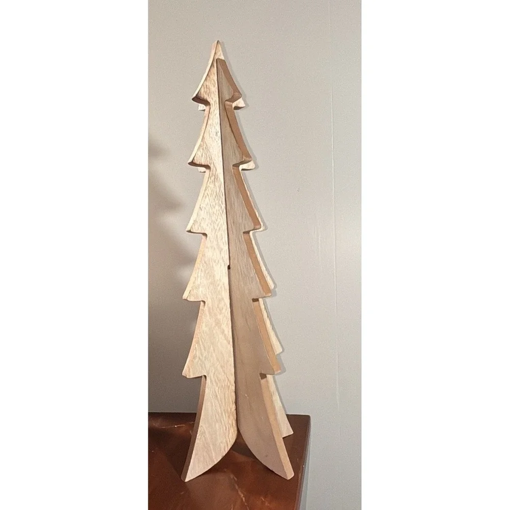 2 White Wood Christmas Trees Mantle‎ Decor 16